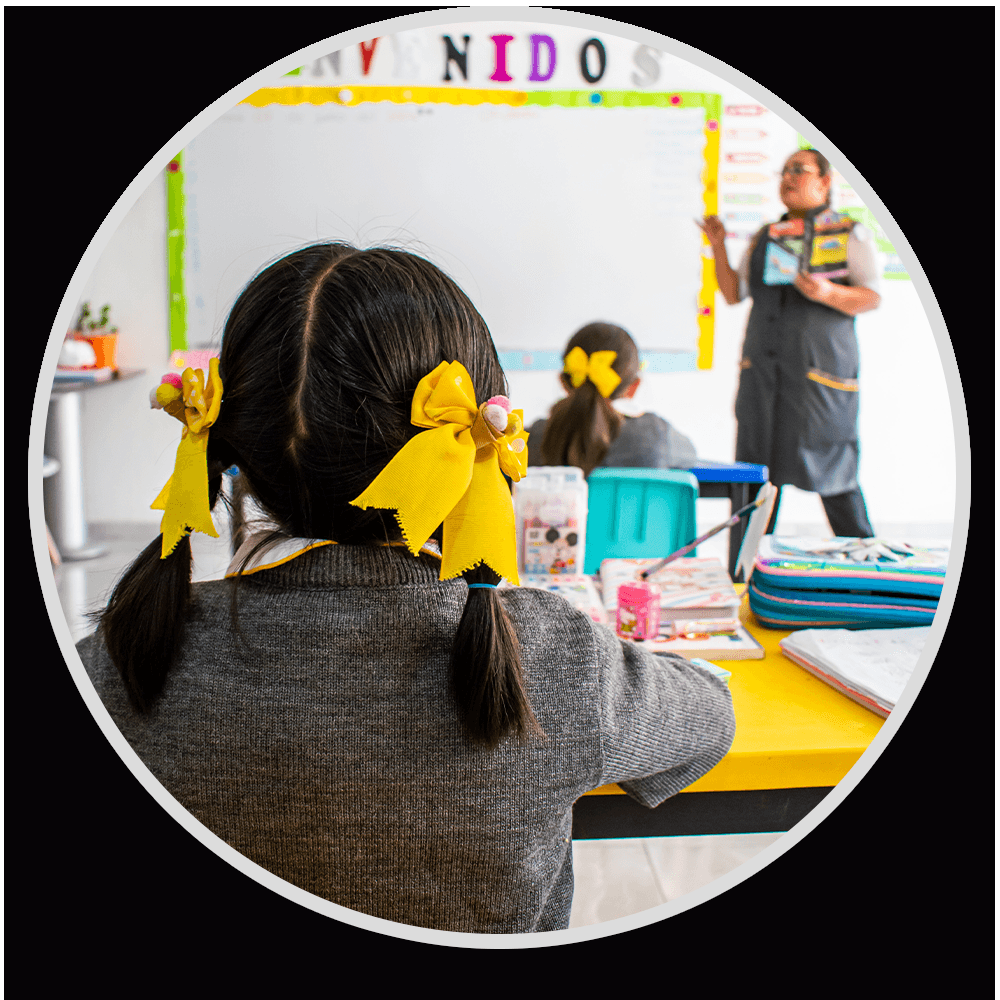 Clase de preescolar con la maestra